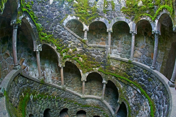 a close up of a stone building
